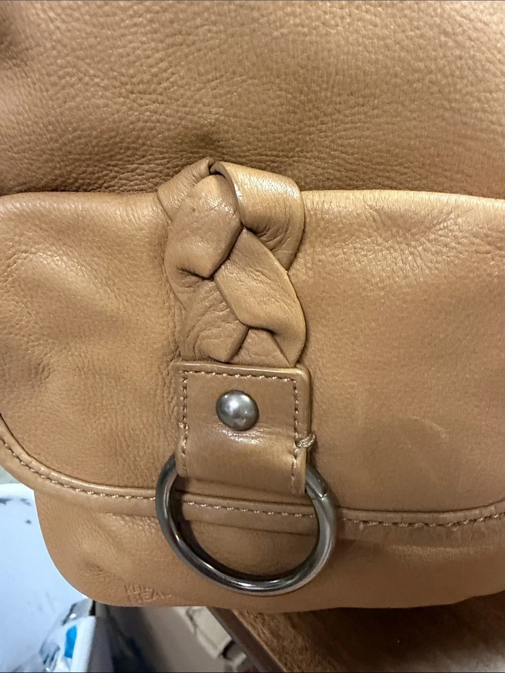 Kenneth Cole Reaction Tan Leather Hobo Bag Vintage Y2K